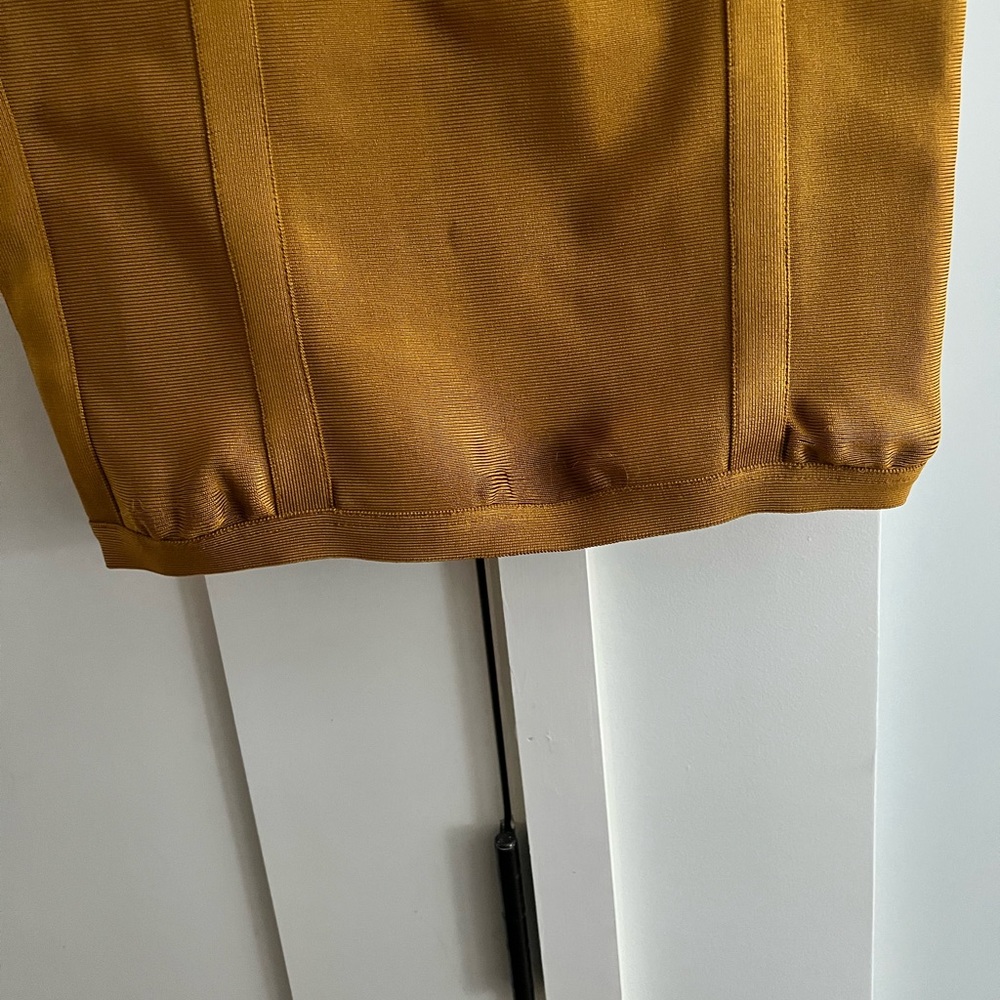 Mustard/gold colored, bodycon bandage dress by House of CB - Picture 4 of 5